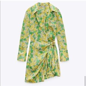 Zara Yellow and Green Wrap Dress